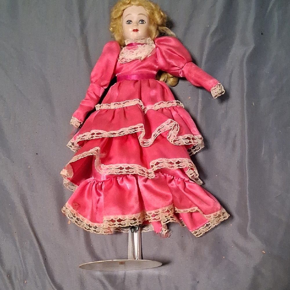 Vintage Artmark Pink Doll with Lace Dress